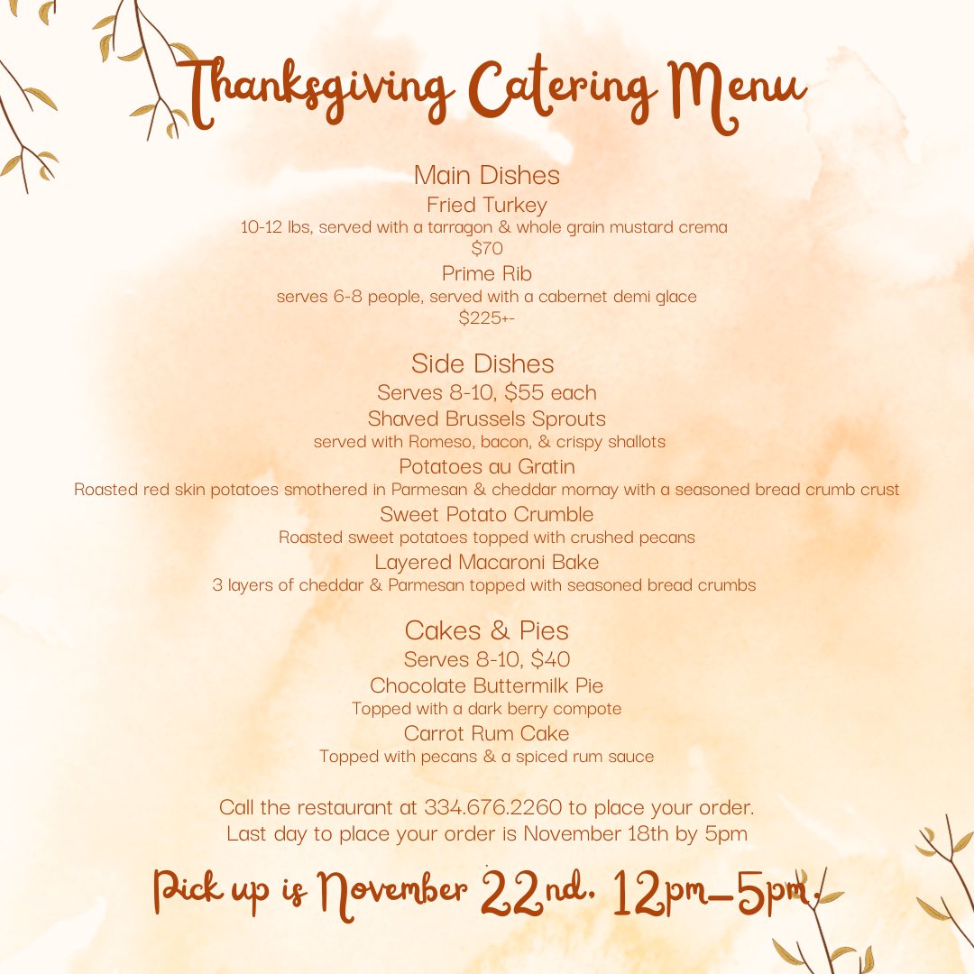 Let us take your stress out of holiday menu planning. Now is the time to place your order.