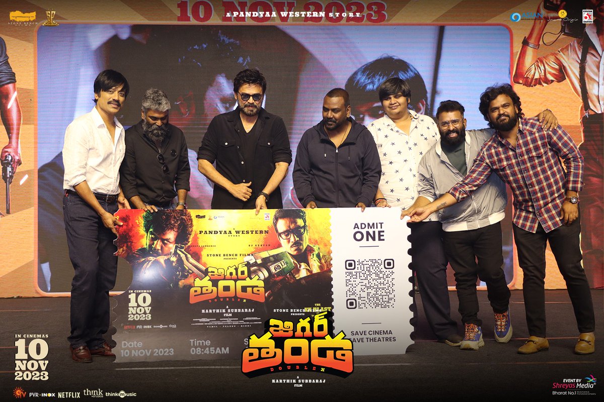 It was an evening filled with ultimate fun and excitement at the #JigarthandaDoubleX Grand Pre-Release Even 📷📷
Worldwide release on November 10th.
#Lawrence #SJSuryah #KarthikSubbaraj #StoneBenchers #Santhosh #AlankarPandian #InvenioOrigin #Vivek #BabaBhaskar#5StarCreationss