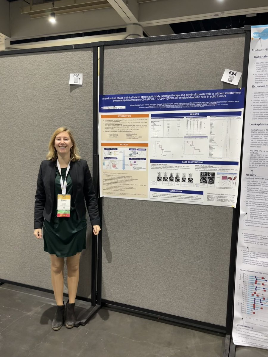 Proud to be alongside my #colleague Manon Vounckx showing safety and feasibility of #SBRT in combination with systemic +/- local #checkpointinhibition at #sitc2023 👏🏻