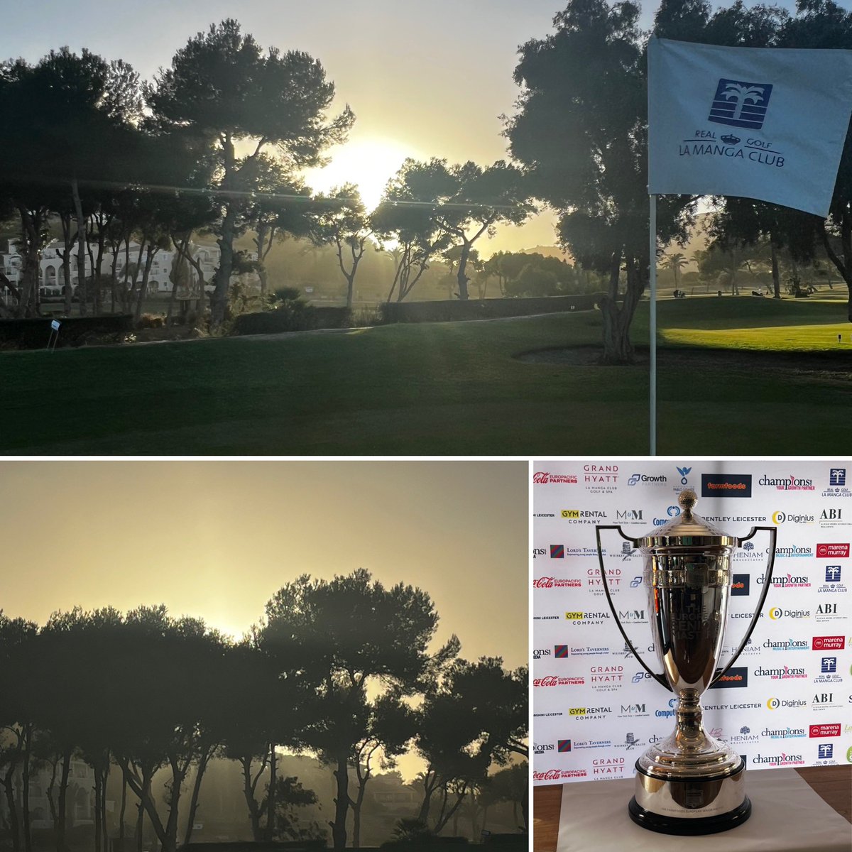 Sunset on Day 2 <a href="/ESMastersGolf/">European Senior Masters ⛳️</a> <a href="/grandhyattLMC/">Grand Hyatt La Manga Club Golf & Spa</a> one day to go to see who gets this lovely 🏆 <a href="/euLegendsTour/">Legends Tour</a> #golf #legendstour #sport #trophy #tv
