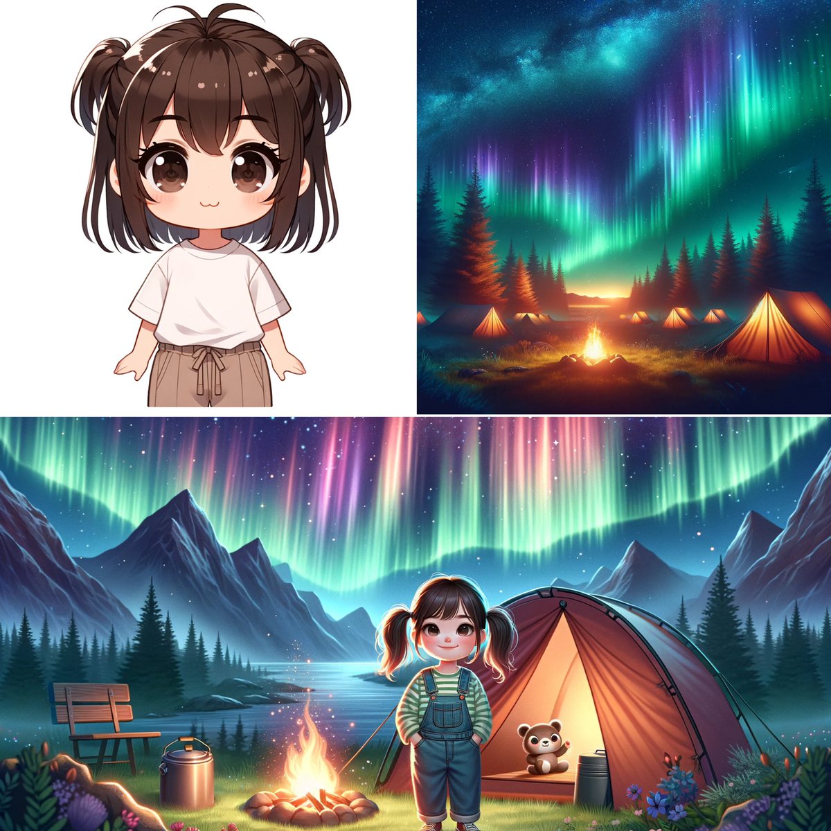 LearnAI_MJ's tweet photo. 🔥🔥Great find @InterestEmpire! 👍

My test blend by #ChatGPT #DALLE3 turned out very well! 

👇Check out his post for more info 😄

#aiartcommunity 

📝 my blending prompt was: 

Wide image of Kid go camping, $referenced_image_ids: paShJip34pQmW4gr, lqCe2IhGM1DP3rjm https://t.co/zwyCos1QDo