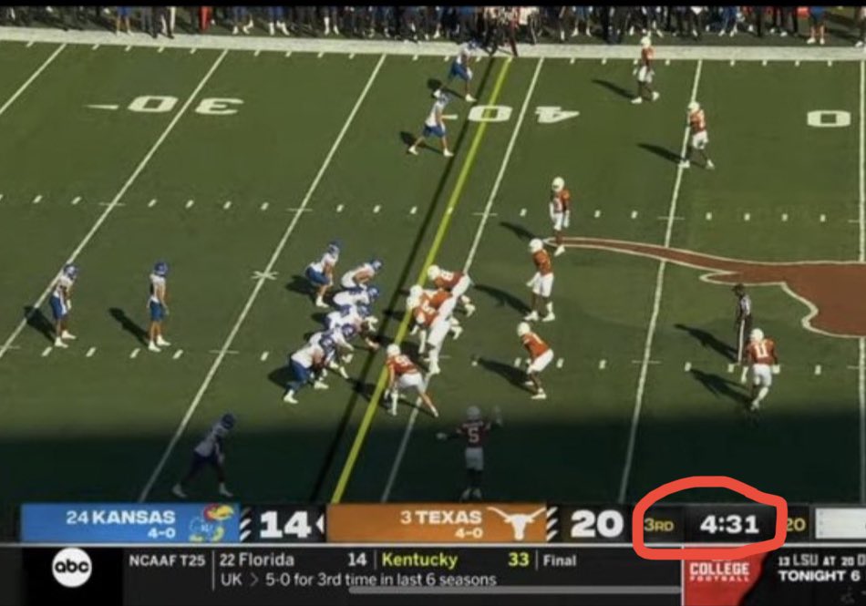 Kansas played a disaster of a game in Austin and still had a chance to get control late in the game.