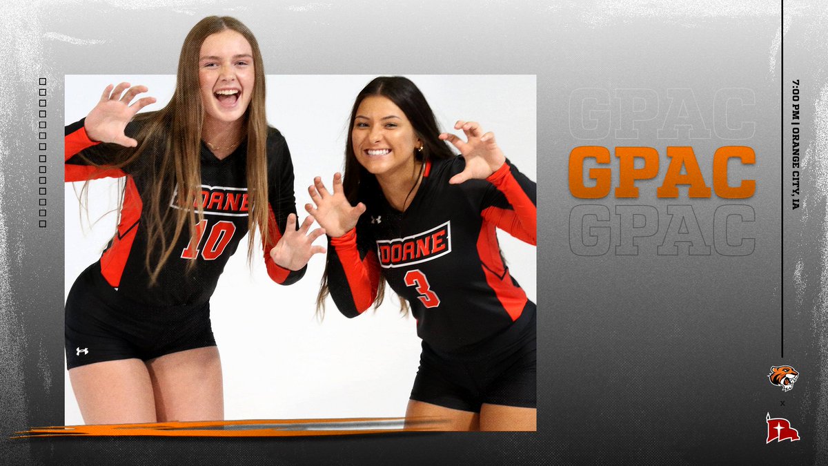 #DoaneVB on the prowl tonight as they head into Iowa to begin the GPAC Tournament in Orange City

🏐 7:00 PM
🆚 Northwestern
🖥️ doaneathletics.com/links/1yzegv
📊 doanestats.com