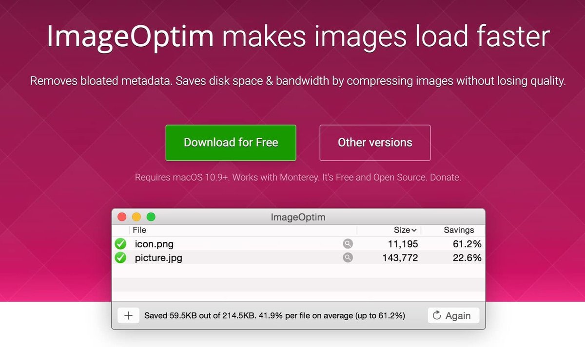 Thewebsitehome's tweet image. 9/ Optimize images with ImageOptim! 📸 ImageOptim uses AI to reduce image file sizes without compromising quality, resulting in faster page load times and improved user experience. #ImageOptim #ImageCompression