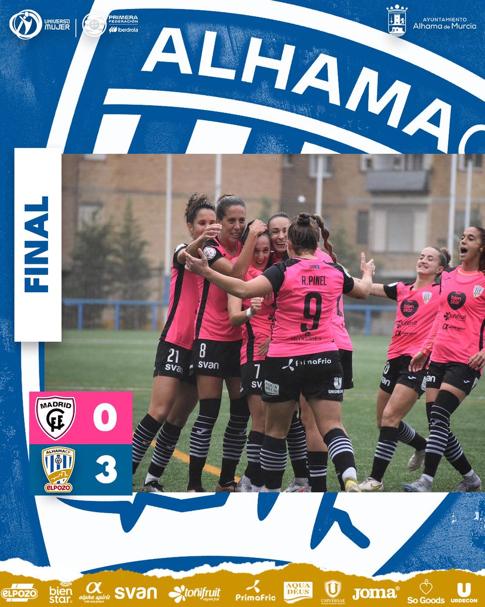 𝐅𝐈𝐍𝐀𝐀𝐀𝐀𝐀𝐀𝐋 

¡Los tres puntos se vienen para Alhama! 💪

⚽️Los goles los anotaron <a href="/PaulitaMoreno11/">Paula Moreno</a>, Belén y <a href="/Pierinanic11/">Pierina Nuñez</a>.

¡Vamos, azulonas! 💙

📸<a href="/WosoMagazine/">Woso Promises Magazine</a>