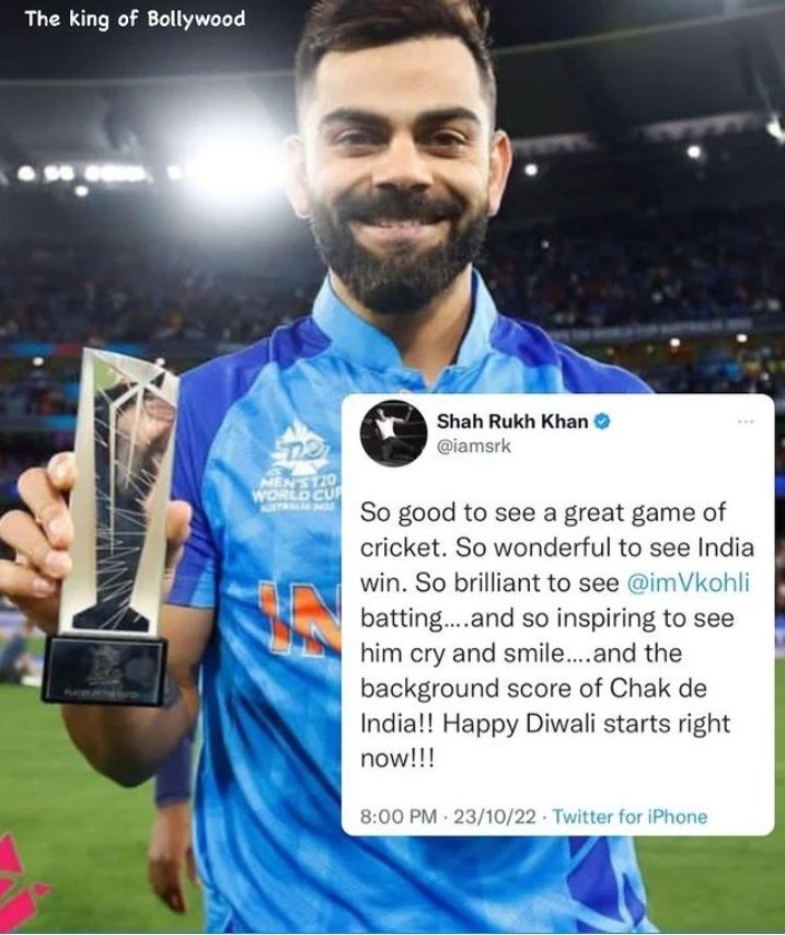 iamBollywoodd's tweet photo. Happy Birthday King Kohli 🎂🎂

Shah Rukh Khan Virat Kohli 

@iamsrk @imVkohli

#HappyBirthdayKingKohli
#ShahRukhKhan #ViratKohli
#KingKhan #KingKohli https://t.co/ES3fHuWyUj