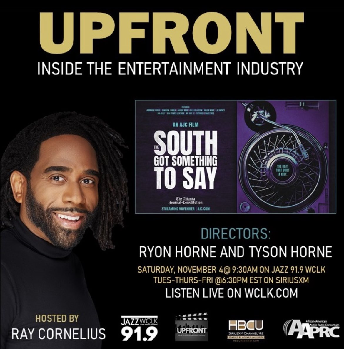 Listen 🎧 to #UPFRONTInsidetheEntertainmentIndustry with @RayCornelius75 on-demand NOW at WCLK.com 🎬 We are the #JazzoftheCity #MusicCulturesndMore