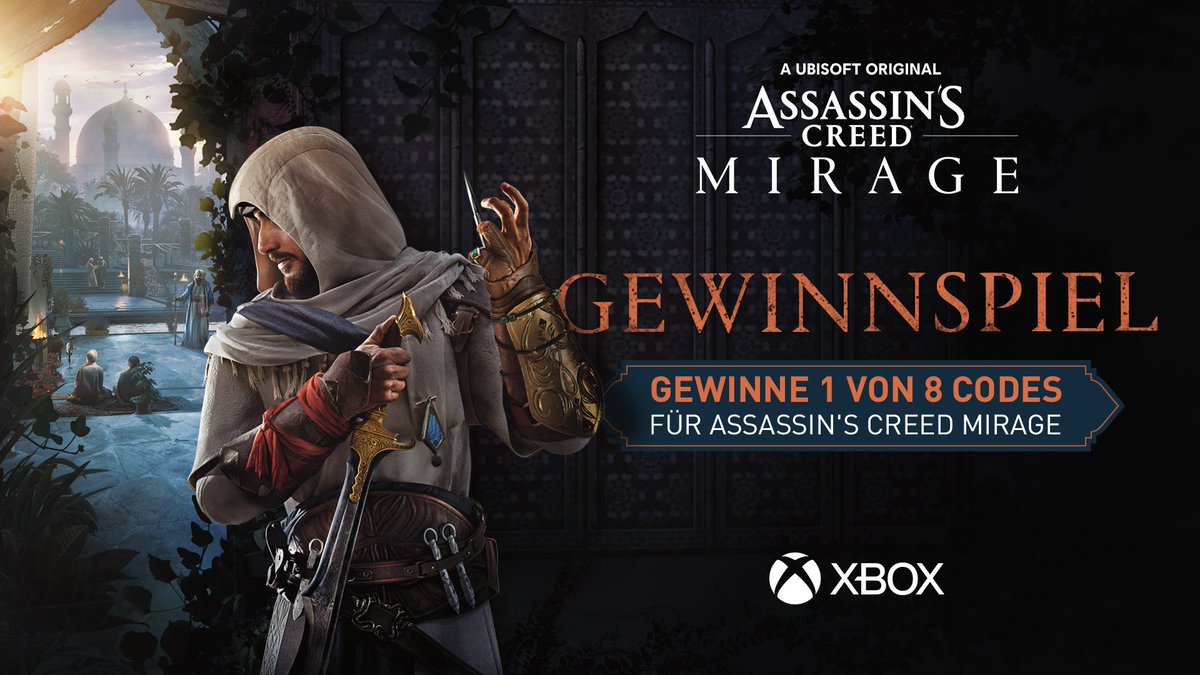 Stealth ist euer Ding? Ihr liebt es Kapuzen zu tragen?
Dann solltet ihr jetzt aufpassen, denn wir verlosen 8 Codes für Assassin's Creed Mirage.

So macht ihr mit:
1. <a href="/XboxDACH/">Xbox DACH</a> folgen ✅
2. Tweet liken + RT ❤️🔁

TNB 👉 xbox.com/de-AT/promotio…