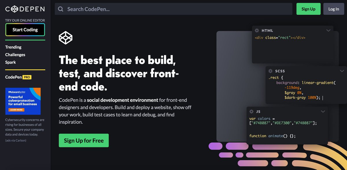 Thewebsitehome's tweet image. 12/ Stay inspired with CodePen! 🚀 CodePen is a community of front-end developers sharing their code and UI experiments, sparking your creativity for web projects. #CodePen #FrontEndCoding
