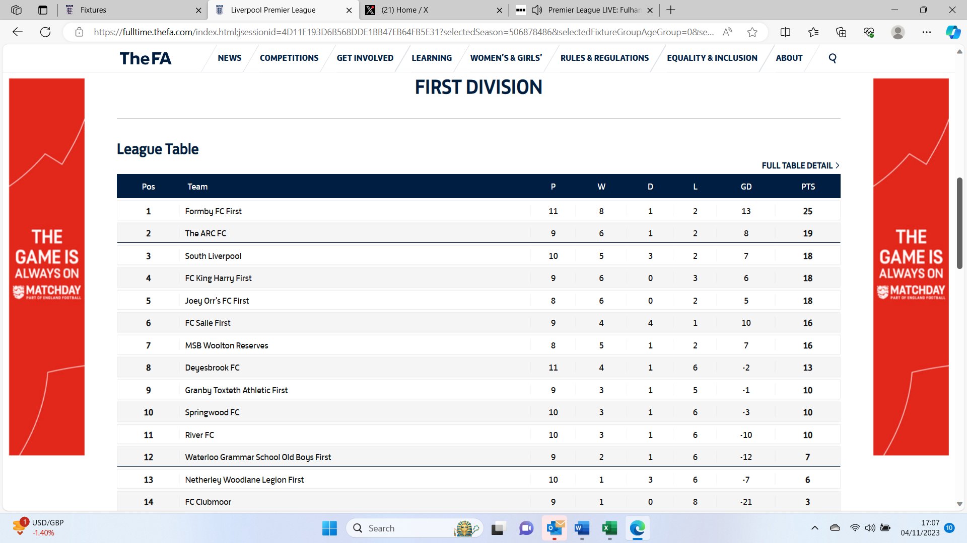 1st division table deals