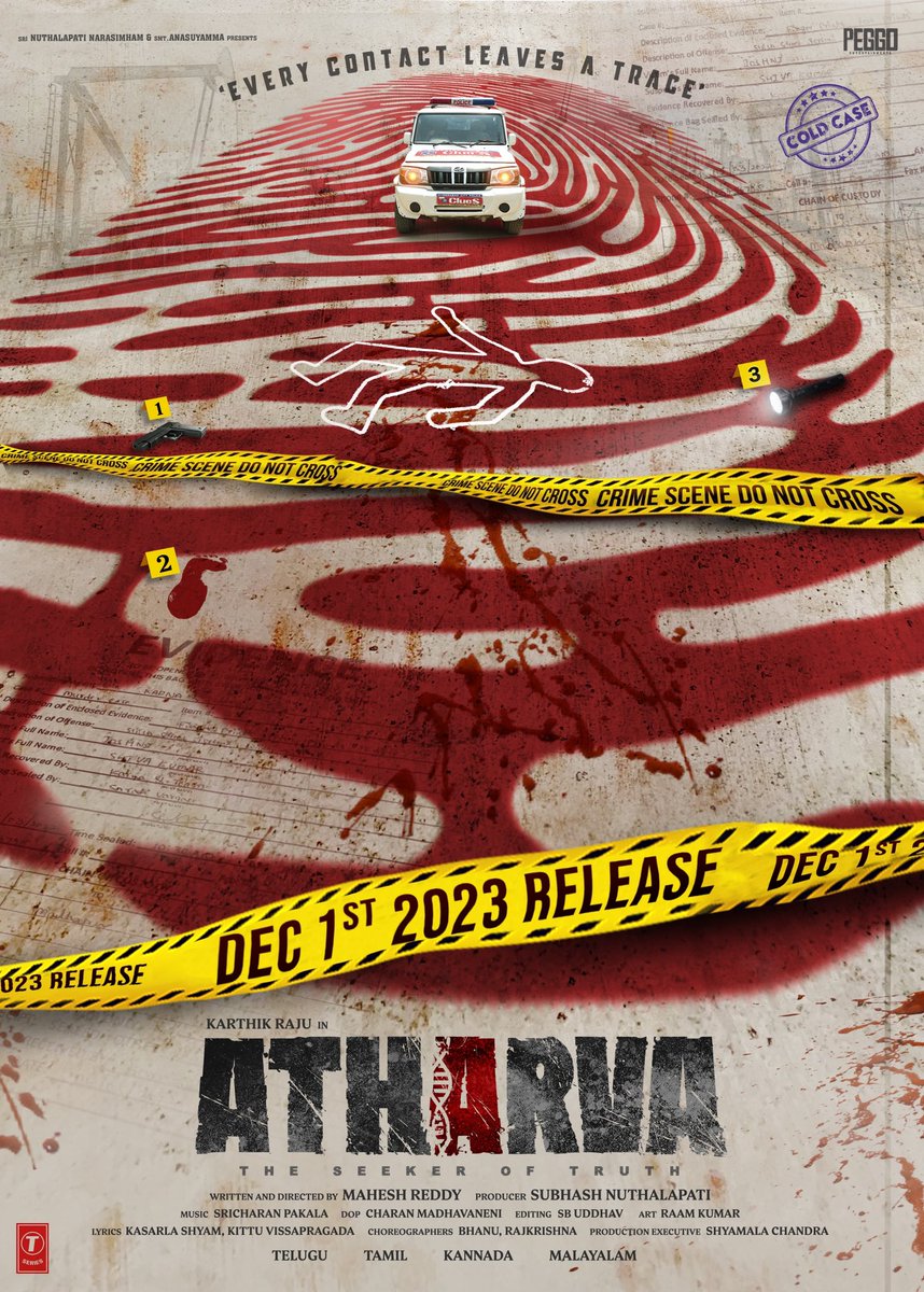 SubhashNuthala1's tweet image. #Atharva - Highly engrossing crime investigation thriller based on Clues Department 🕵🏼

Releasing Worldwide on Dec 1st 🤯🔥

#AtharvaOnDec1st

@Imkarthikraju @SimranCOfficial @dirmaheshreddy @SricharanPakala @tseriessouth @saicharanmadha2