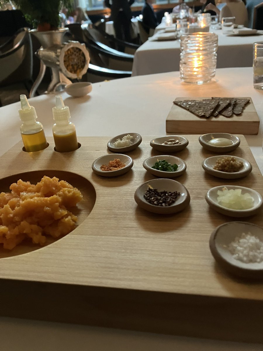 DoingLiving's tweet photo. Carrot tartare for the win, a memorable creative dining experience at #ElevenMadisonPark thanks to Daniel Humm rolling out his greatest vegan hits to toast 25th anniversary.  #nycveganeats https://t.co/HVjj41nTaZ