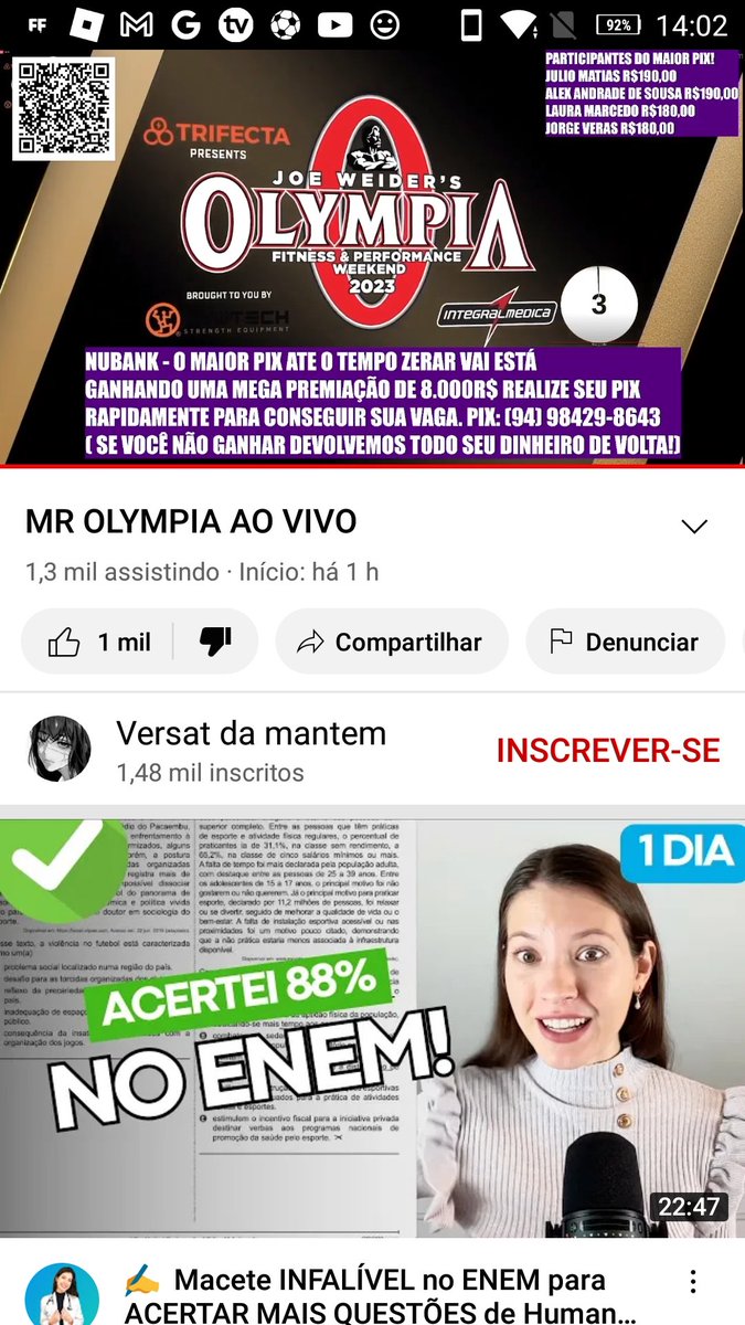 JERRYTOO4's tweet photo. @TeamYouTube At this exact moment on Youtube there is a live broadcast in which the individual is giving the "pix scam", where the scammer asks viewers to send pix of certain values, and promises to deliver https://t.co/E92HLjWzfH