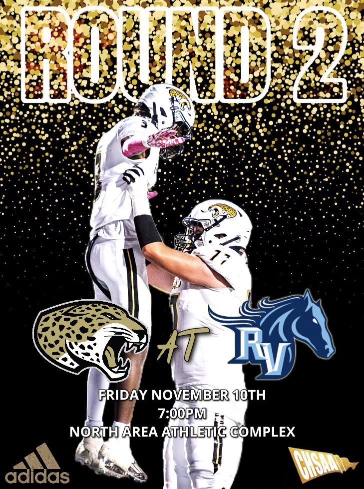 🚨🚨🚨🚨 ROUND 2 🚨🚨🚨🚨

🗓 Friday 11/10
📍 Arvada, Colorado 
🆚️ <a href="/FootballRalston/">Ralston Valley Football</a> 
📺 nspn.tv/CHSAA/sport/Fo…
⏰️ 7:00pm MST 
🏟️ NAAC Stadium
#AboveTheLine
