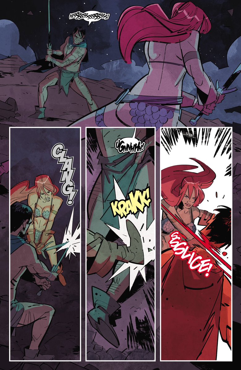 A few pages from Savage Red Sonja 1, out now! @urbanbarbarian @ale_p94 @faureiana @daveLsharpe @matt_idelson @dynamitecomics #redsonja