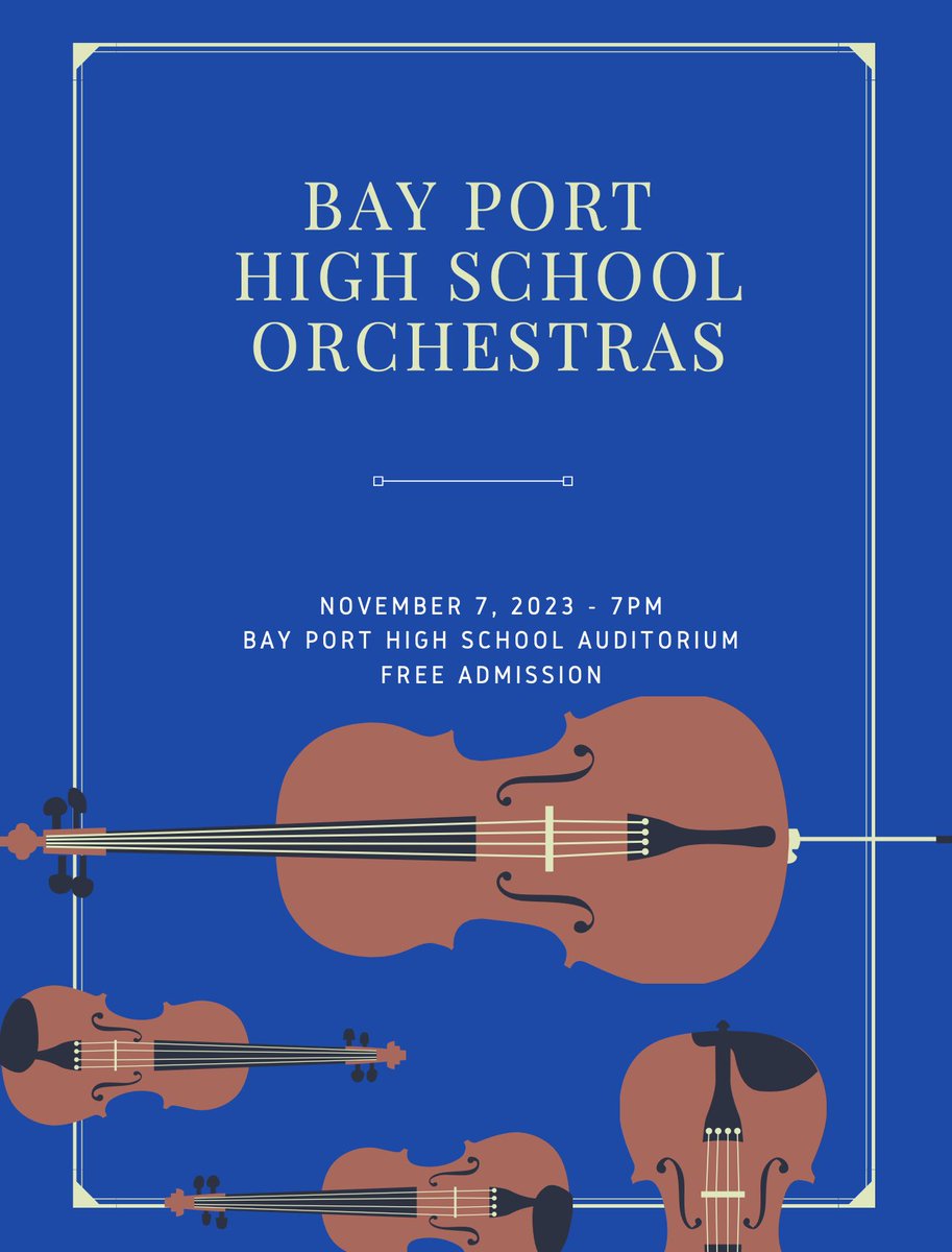 Join BPHS Orchestra this Tuesday, November 7th for our first concert of the school year! Starts 7 PM in the Bay Port Auditorium.