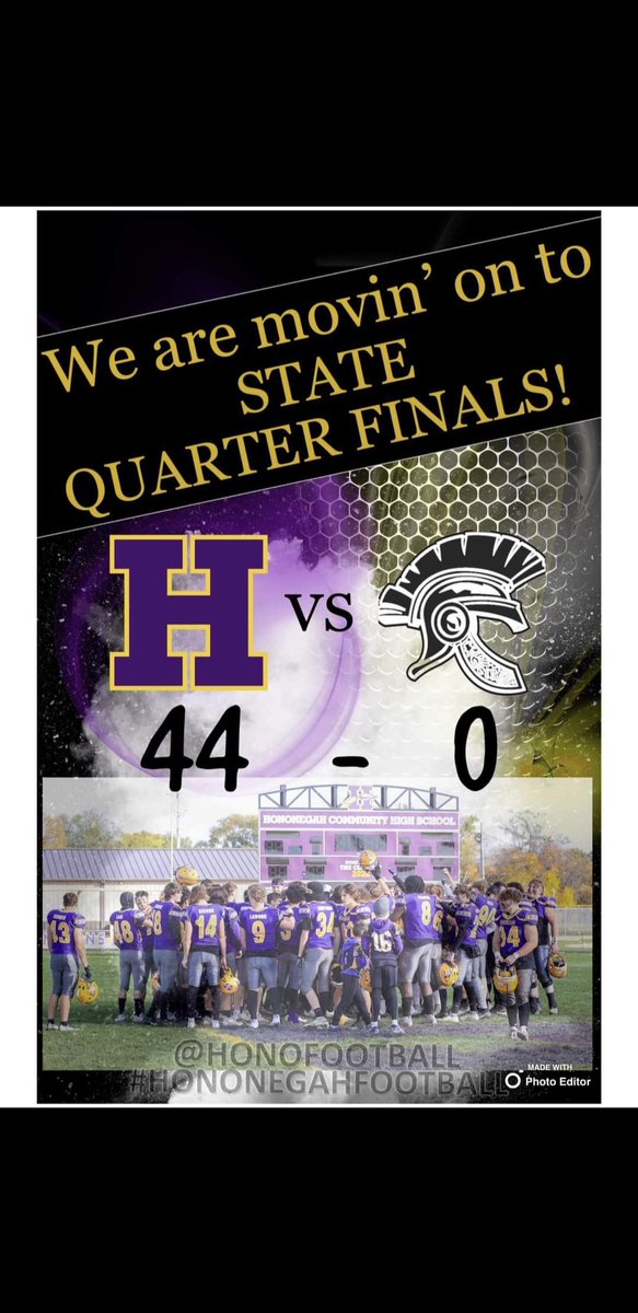 💜🏈The Indians win 44-0 and are 11-0!!! 🏈💛

#Hononegahfootball #LOD #PurpleReign #goindians #nic10footballs #playoffs2023