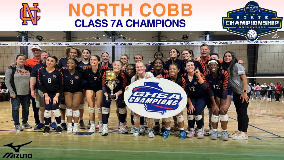 Volleyball🏐State Championships Congratulations to the #Warriors of @nchswarriors #NorthCobb 3 - @WaltonAthletics 1 2023 GHSA Class 7A Champions 🏆 Watch Replay of the match @NFHSNetwork @mizunovolleyusa @MOLTENUSA