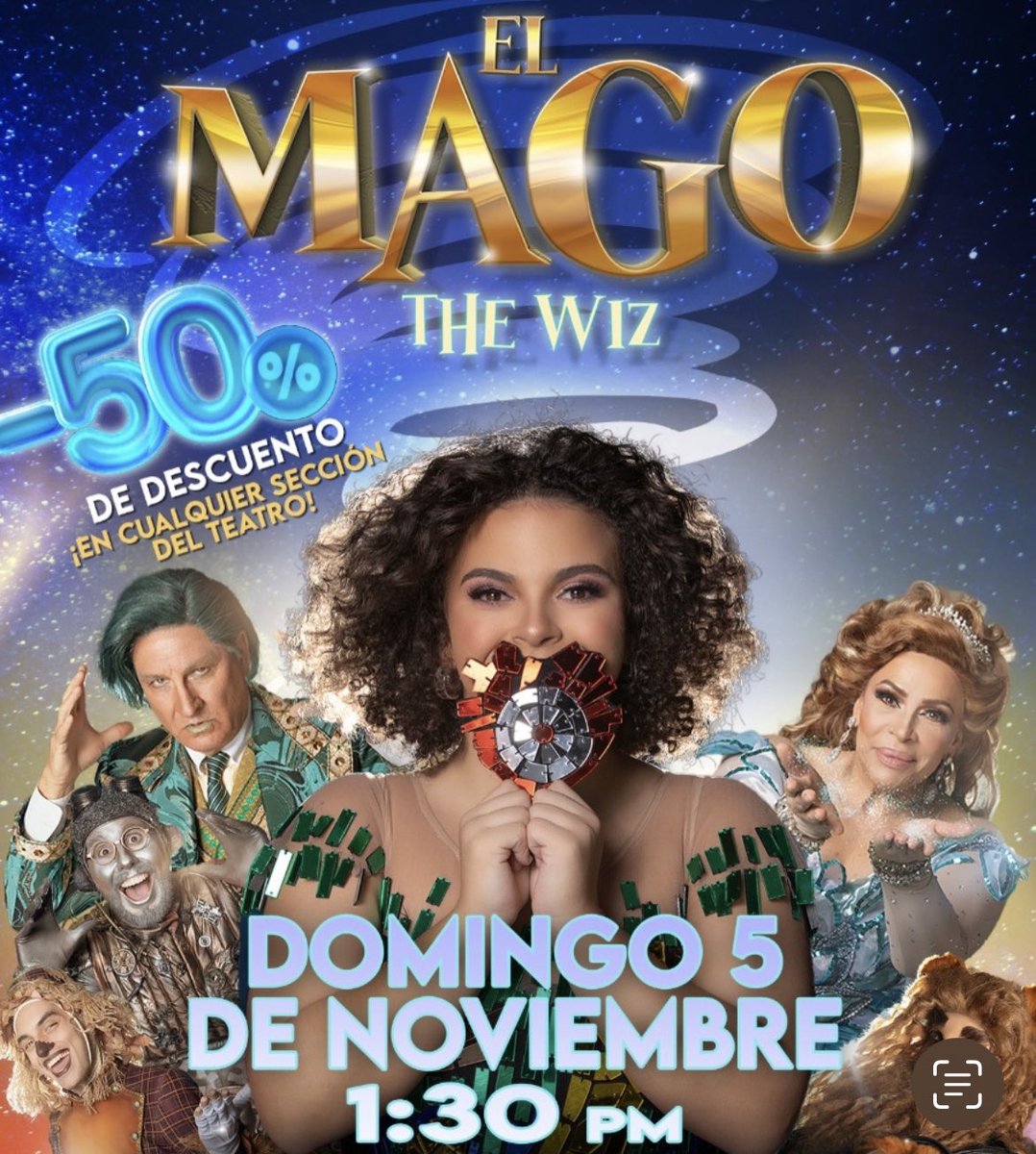 Hoy no hay función!
Los esperamos mañana a la 1:30 y a las 5:00 PM
Aprovecha nuestra promoción para la función de la 1:30 PM en la taquilla del teatro y en Ticketmaster para que vengas a Oz con toda la familia.
Funciones hasta el 3 de diciembre.