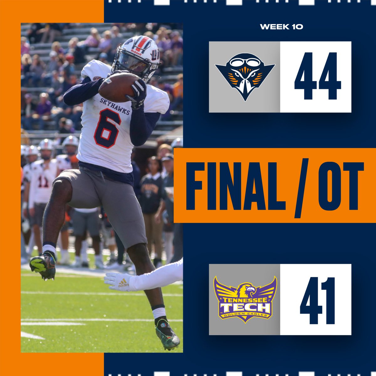 . (@ethan_reclaim) on Twitter photo What...a...FINISH!
Zoe Roberts grabs a tipped pass in the endzone for the GAME-WINNING TD at TTU!
#18 <a href="/UTM_FOOTBALL/">UT Martin Football</a> rallies from a 14-point fourth-quarter deficit, prevailing 44-41 in overtime 💪
UTM is 7-2 overall & 4-1 in Big South-OVC play
#MartinMade | #StrongerTogether What...a...FINISH!
Zoe Roberts grabs a tipped pass in the endzone for the GAME-WINNING TD at TTU!
#18 <a href="/UTM_FOOTBALL/">UT Martin Football</a> rallies from a 14-point fourth-quarter deficit, prevailing 44-41 in overtime 💪
UTM is 7-2 overall & 4-1 in Big South-OVC play
#MartinMade | #StrongerTogether