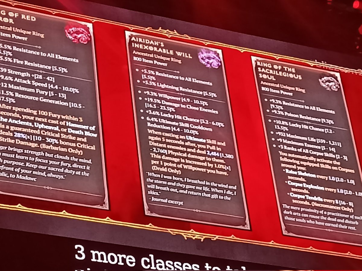Great D4 news: 5 new uniques next week, midwinter event in Dec, endgame, season 3 challenge rift type leaderboard system, after that huge itemization + crafting overhaul and all legendary aspects are going into the codex! They're listening, good times ahead I believe! #DiabloIV