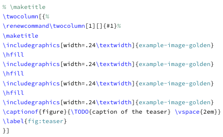 taiyasaki's tweet photo. This is how you get a 2-column (SIGGRAPH style) teaser image in #CVPR2024 (code and outcome below) https://t.co/iTVsaPggy9