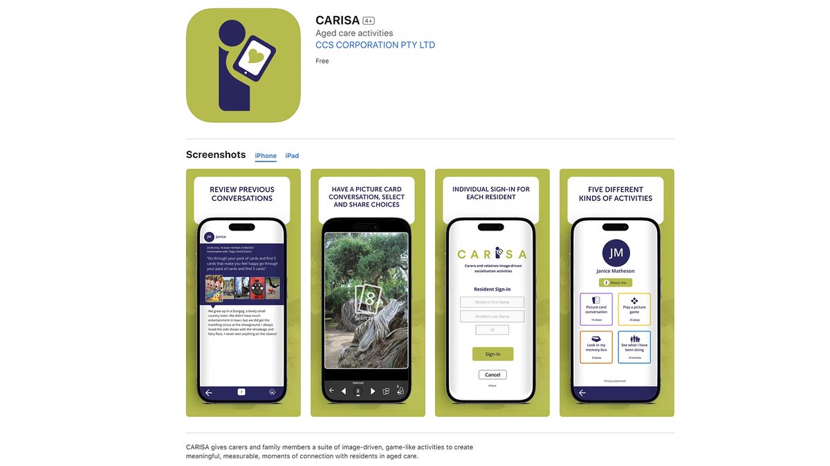 I made this app improving social interactions and mental health in an aged setting. I just got to the point the app is on the store and trials start soon! (if you aren't part of the trial with an account you can't use it but you can find out more at carisa.care )