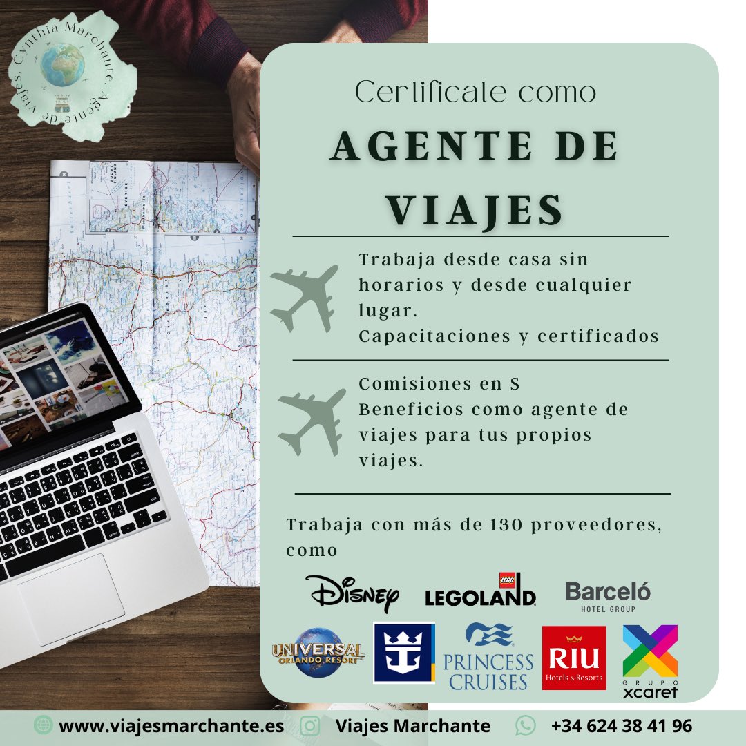 ViajesMarchante's tweet photo. Si quieres trabajar sin horarios, desde donde tu quieras y tener beneficios para tus viajes, está es tu oportunidad.

#agentedeviajes #viajar #beneficios https://t.co/LU5aorPRKW