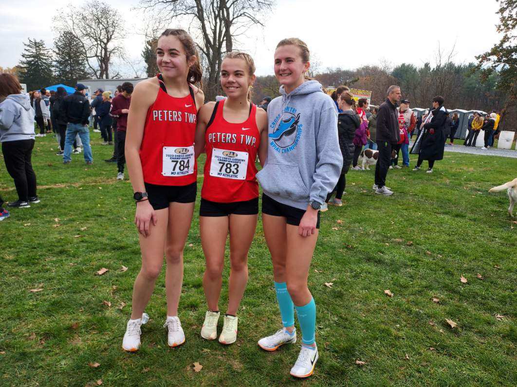 Today was the PIAA State Championships for cross country! Huge congrats to three of our senior girls had their last race at States today. Sydney Shock (@_SydneyShock), Grace Senneway (<a href="/gracesenneway/">Grace</a>), and Meagan McKenna all placed in the top 50 girls! <a href="/PetersTwpSports/">Peters Township Sports</a> ❤️🤍