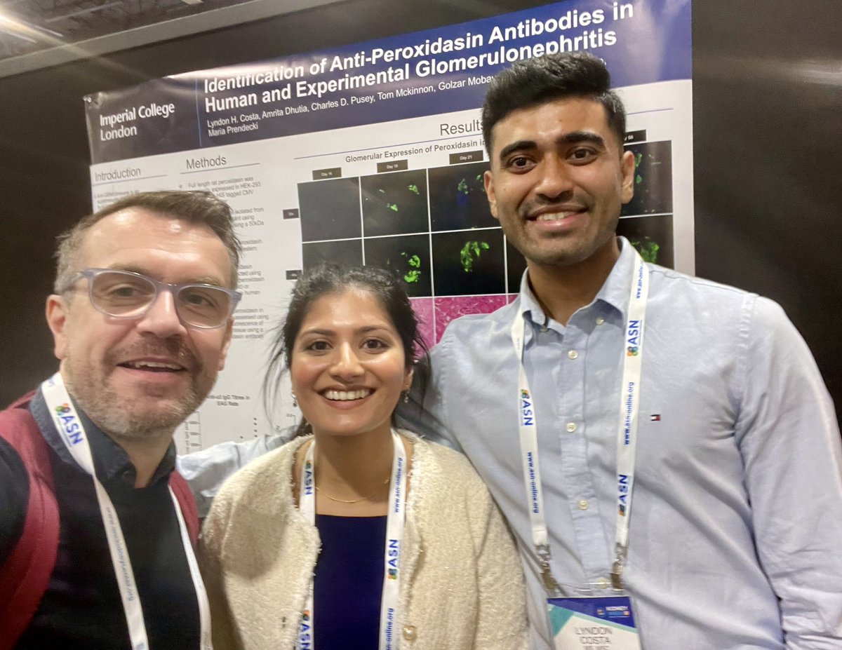 First time @ASNKidney #KidneyWk for our fellows Amrita Dhutia (@amritajd) and Lyndon Costa (far too young for X…), presenting posters from @ICL_Vasculitis on AAV and anti-GBM disease. Great work #teamvasculitis! 👏👏👏 @Maria_Prend @TYoungstein @Profcpusey @ImperialImmuno