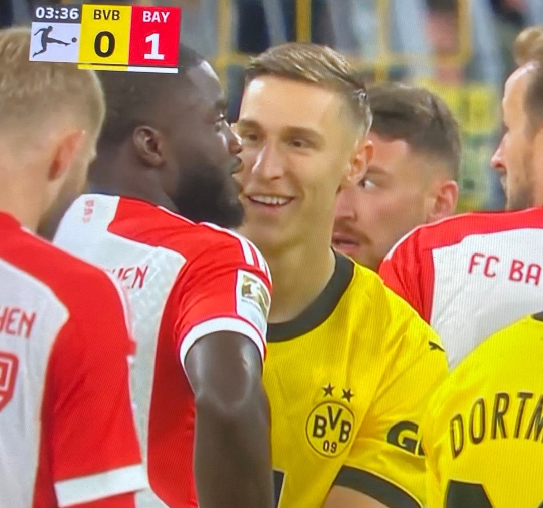 iMiaSanMia's tweet photo. Dayot Upamecano on what Nico Schlotterbeck told him before the first goal: "He spoke to me. He said: ‘ça va?’ So I said: ‘ça va, et toi?’ - And then I went, and I went fast. I did everything I could to score that goal" [@matt_4d] https://t.co/8qc3hqZAOj