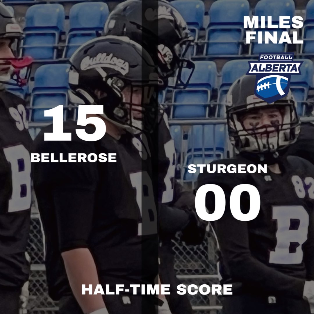 FootballAlberta's tweet photo. At half-time, Bellerose leads Sturgeon, 15-0. 
🏈🏈
#football #footballalberta #metrodivision #milesfinal #highschoolfootball #highschoolsports https://t.co/5eQlSCnvDY