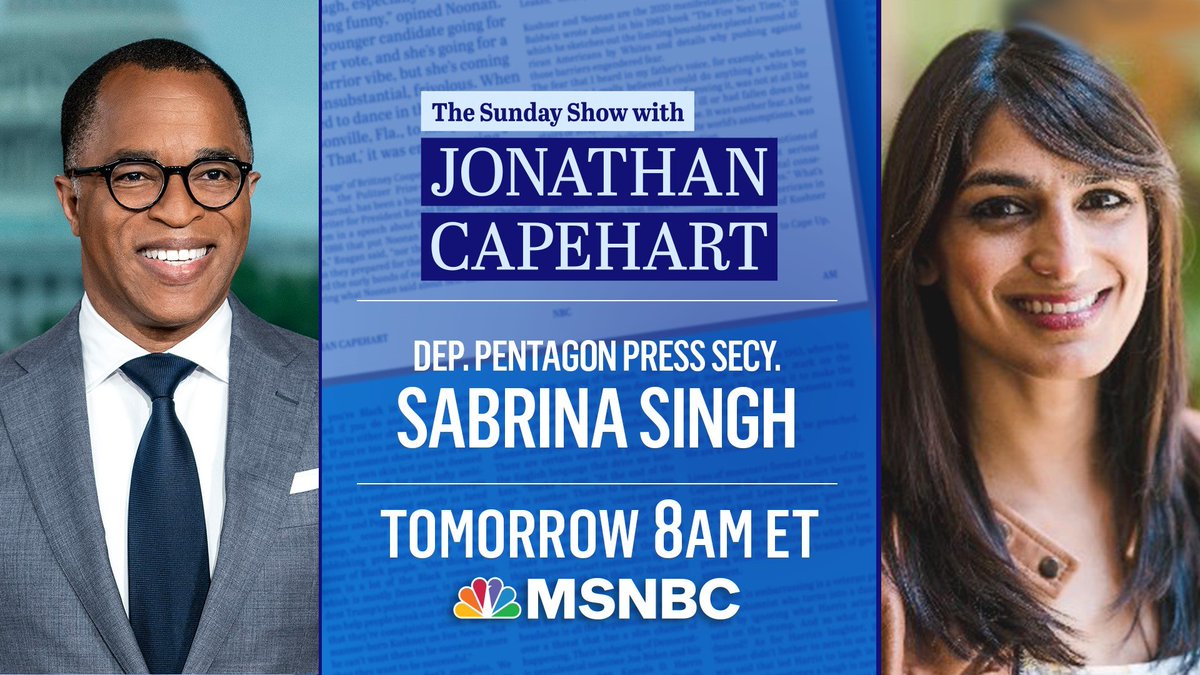 TOMORROW: Frustrated GOP senators are plotting against Sen. Tommy Tuberville's monthslong military promotion blockade. @DepPentPressSec and @CapehartJ analyze the surprising revolt—and what to expect next—on the #SundayShow. Tune in 8 AM ET on #MSNBC