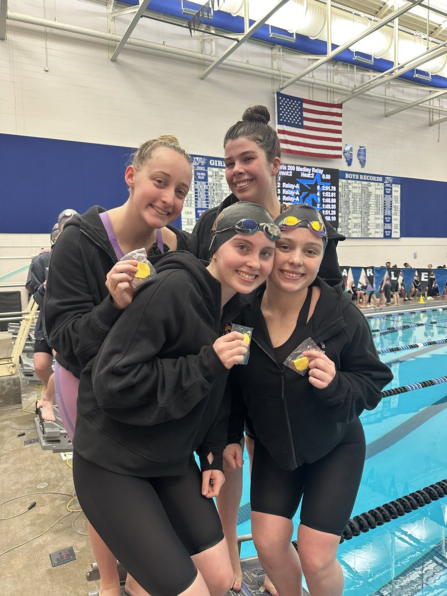 IHSA Sectional Swimming Results: 200 Medley Relay - 4th Place M. Kellett, Ch. Supple, E. Mruk, K. Lewandowski #SaintsPride 🧡 🖤 ⚜️