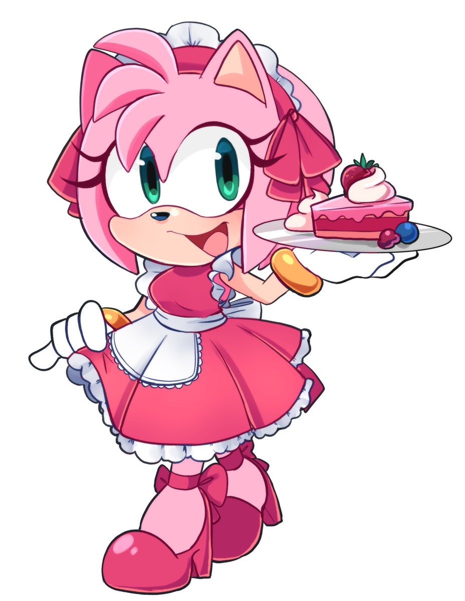 Maid Amy! Another piece done for Sonic Expos Cafe!!! Probs my fav one she turned out so cute! 🍰🍓 — #SonicTheHedgehog #SonicExpo