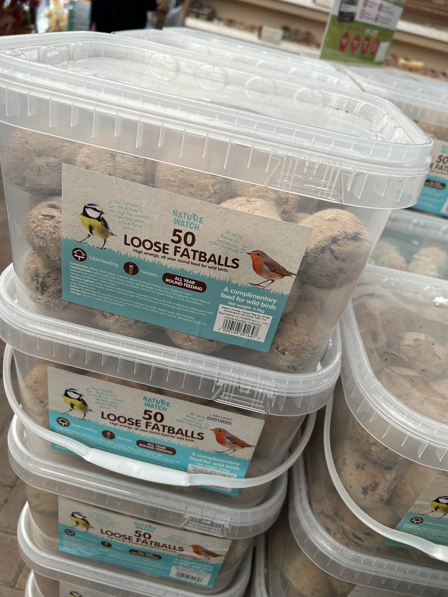 The birds love some loose fat balls.