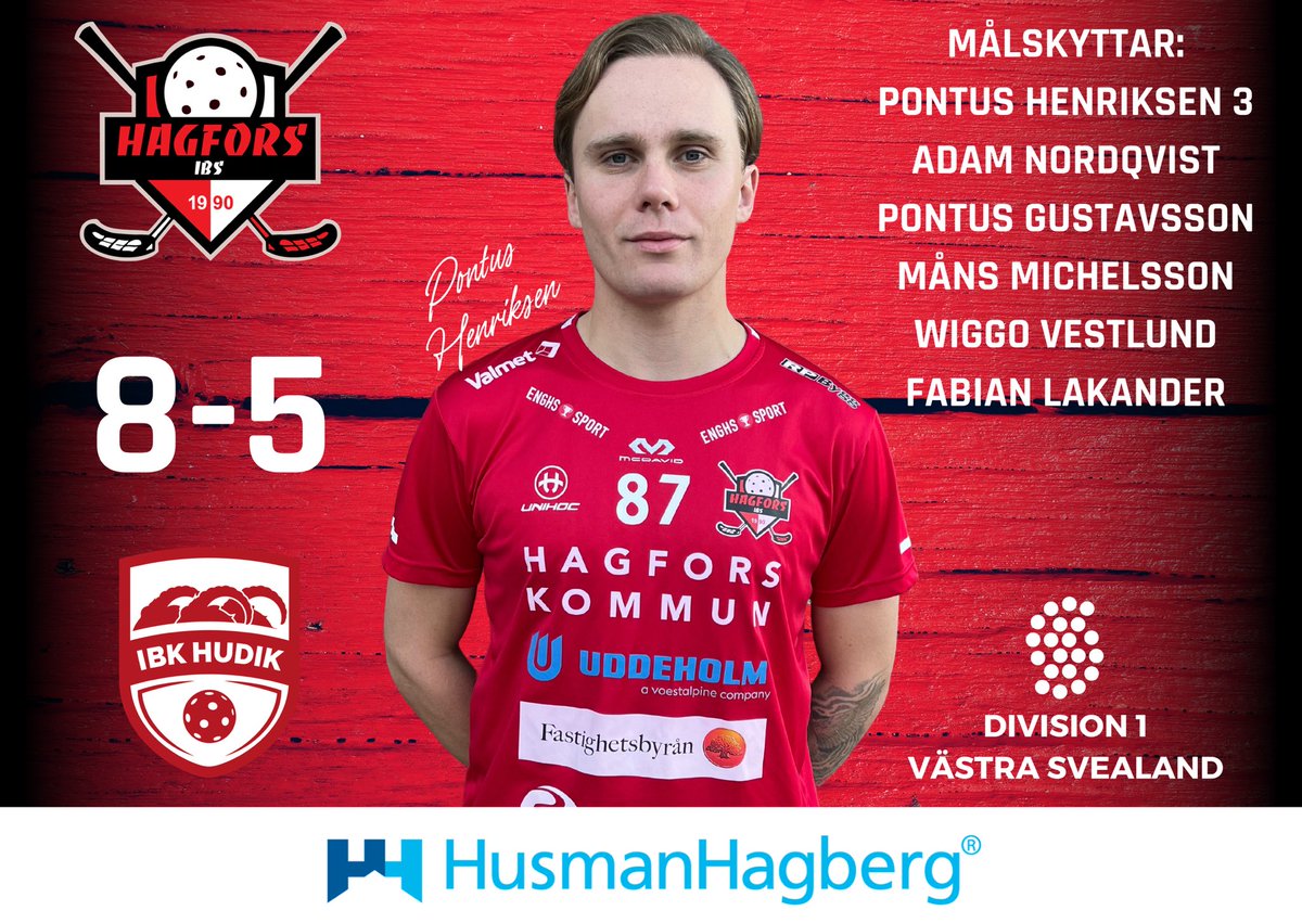 A-laget vann med 8-5 mot IBK Hudik hemma i Uddeholm Arena idag. 🤩

#hibs #innebandy 🔴⚪️⚫️