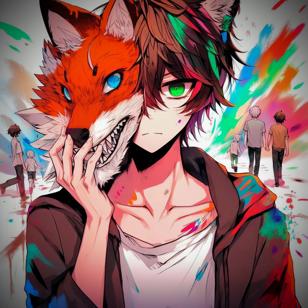 Xashenko's tweet image. A Kitsune fox in hiding Conceals its true nature ADHD is its curse.