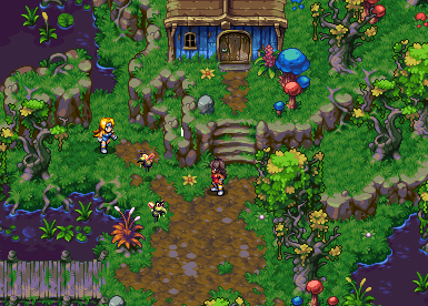 Here's another shot of the swamp for #ScreenShotSaturday  -- Watch out for the giant mosquitoes! 

What sort of person would you expect to live in that house? 

 #pixelart #indiedev #ゲーム制作 #gamedev #ドット絵