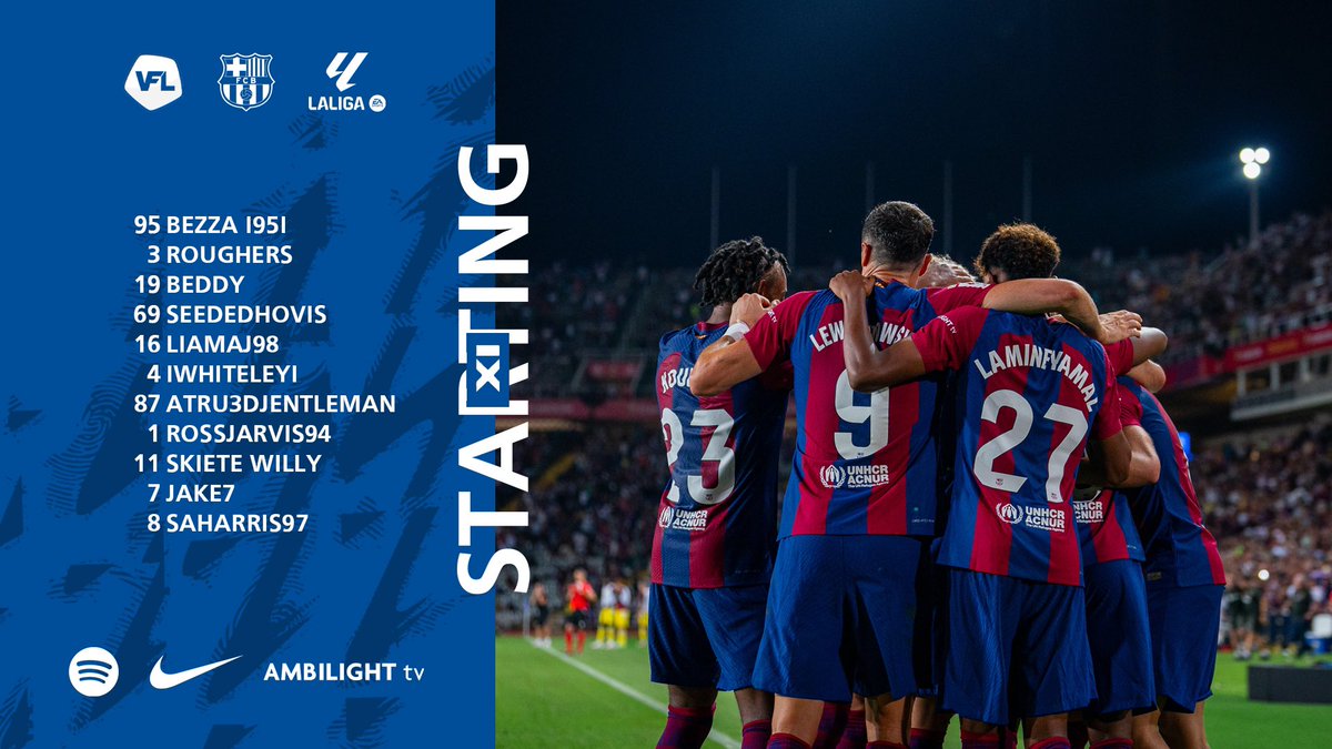 Here’s how La Masia lineup tonight for <a href="/TheVFL_/">VFL</a> action 💙❤️

🎨: <a href="/yarmology/">Fran 🍥</a> / <a href="/liamaj98/">liam</a>