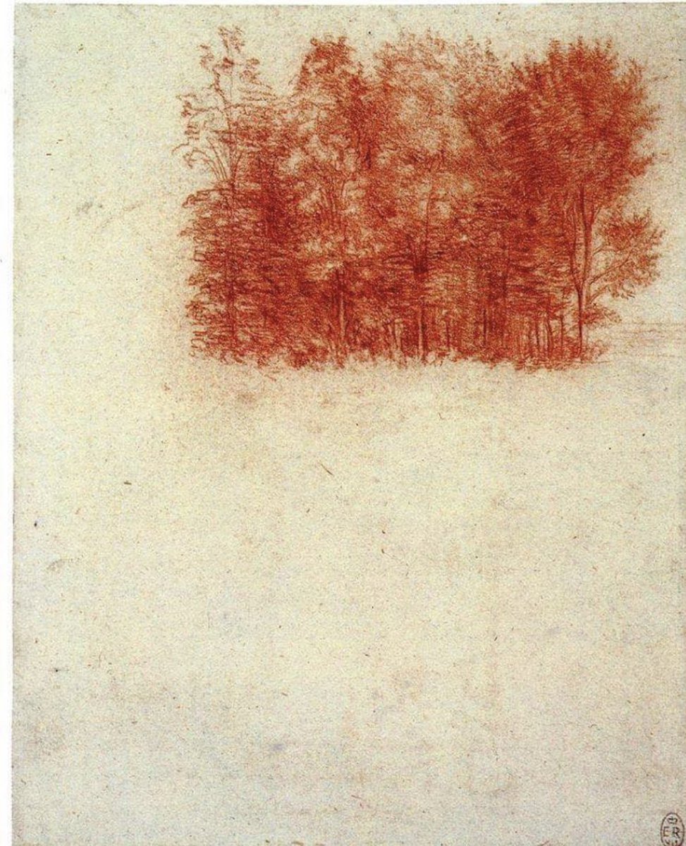 Leonardo da Vinci, A copse of trees (1508). Red chalk forever.