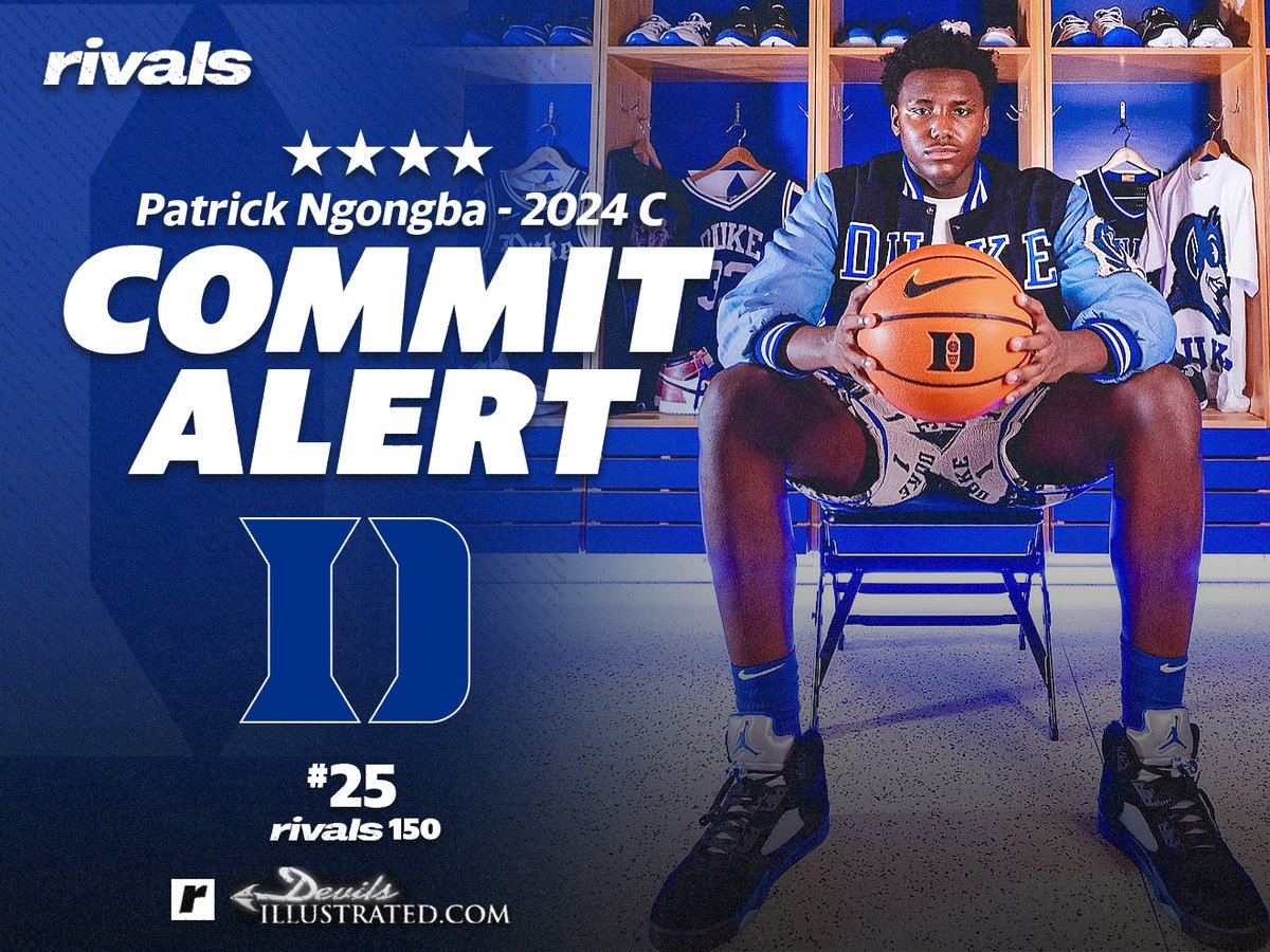 ConorONeill_DI's tweet photo. Duke lands its second commit of the week and 5th of the 2024 class.

Patrick Ngongba II is a raw, rim-protecting big who should pair well with what Duke's frontcourt looks like next season (Cooper Flagg, Sean Stewart, Christian Reeves). https://t.co/8bQGfEd1xE