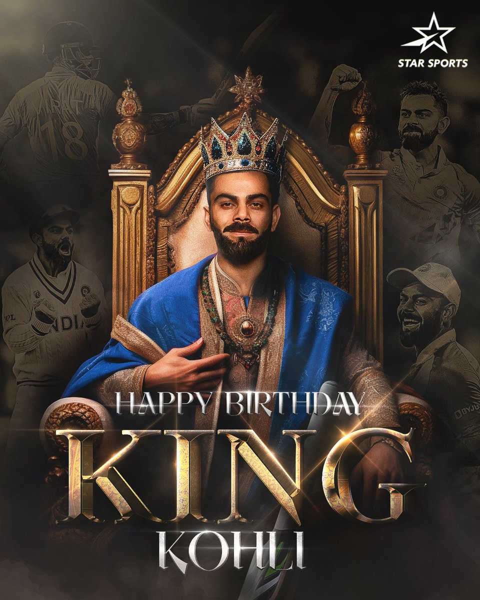 ImTanujSingh's tweet photo. Star Sports' poster on "Happy Birthday, King Kohli".

- THE GOAT, THE GLOBAL ICON...!!!!!🐐 https://t.co/s13Kjcvjpi