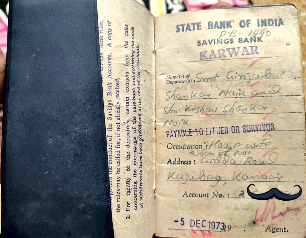 Can you believe this. It is a 50 yrs old passbook of #statebankofIndia back in 1973 of my grandmother and my papa joint account 
#SBI 
#Banking 
#india
#RBI
#money
#bankinghistory
#history
#Karnataka
#karwar
#oldmemories