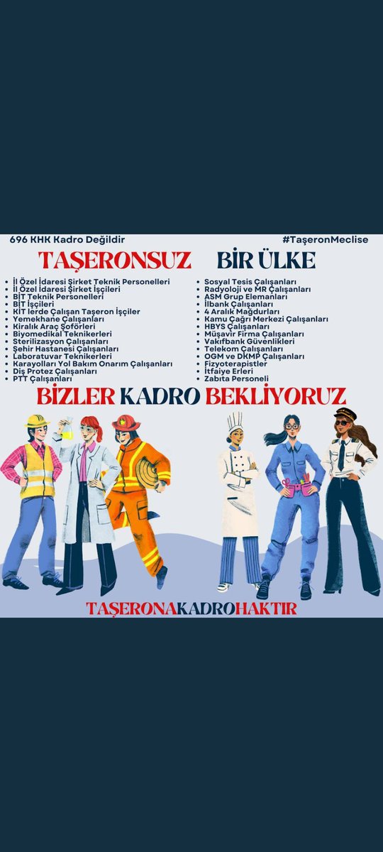 TaşeronuKandırdınız Mı?
Ayrımsız Şartsız tüm kamuda çalışan taşeron emekçilerine kadro verilmelidir <a href="/akbasogluemin/">Av. M.Emin AKBAŞOĞLU 🇹🇷</a> <a href="/_cevdetyilmaz/">Cevdet Yılmaz</a> <a href="/ErbakanFatih/">Dr. Fatih Erbakan</a>