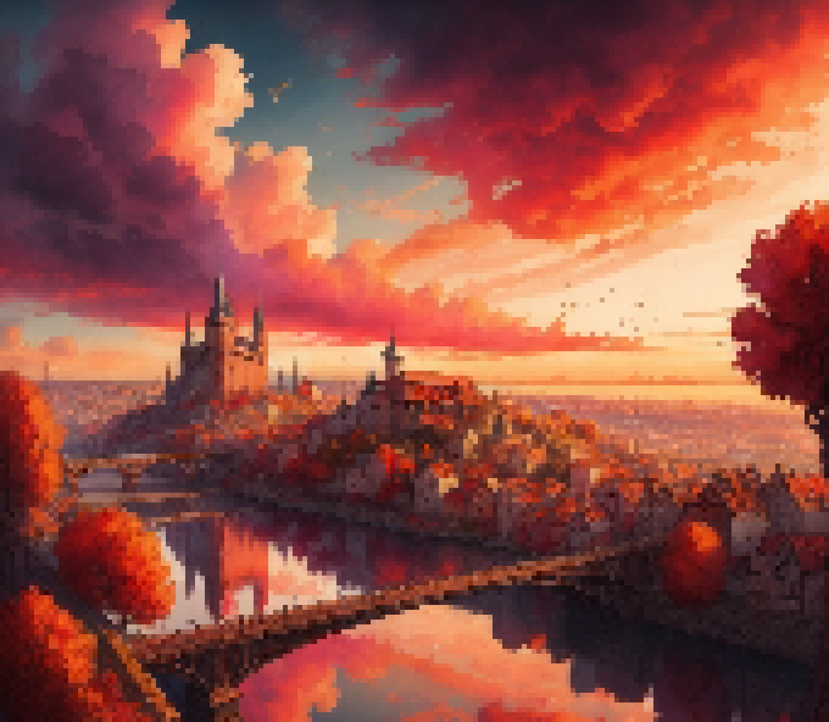 #pixel #pixelart #artwork #pixelartwork #Autumn #city #medieval #medievalcity #CrimsonEast  #V2
