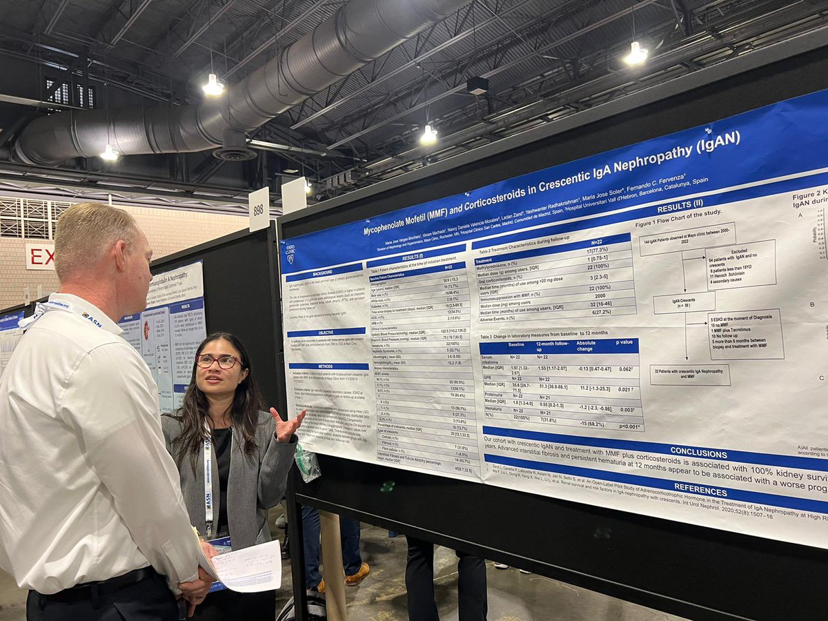 PepaSolerR's tweet photo. #mariajosevargas presenting IgA GN &amp; Crescents #poster @MayoClinicNeph @fervenzafernan1 @LadanZand @mimamed 👏👏👏👏👏#Majito Results with #MMF treatment!!! @ASNKidney #kidneyweek https://t.co/UWWsfb9tt1