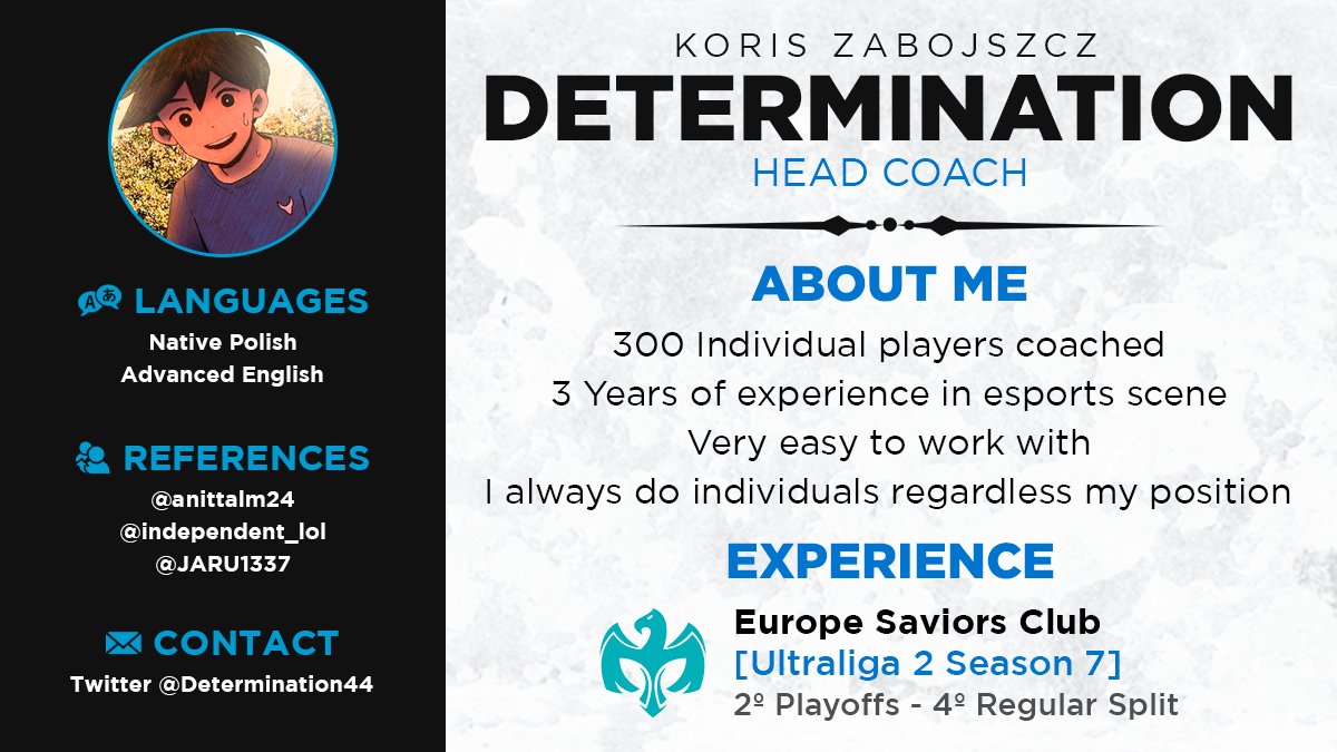 LFT as Head Coach or Positional Coach.
Interested in ERL 1 &amp; 2 offers