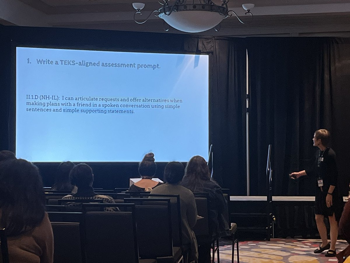 Elisabeth Howell (@elisabeth13) on Twitter photo The amazing Meredith Clark talking rubrics and TEKS. Are your interpersonal prompts aligned to TEKS? Hmmmm. #langchat #TFLA23 The amazing Meredith Clark talking rubrics and TEKS. Are your interpersonal prompts aligned to TEKS? Hmmmm. #langchat #TFLA23