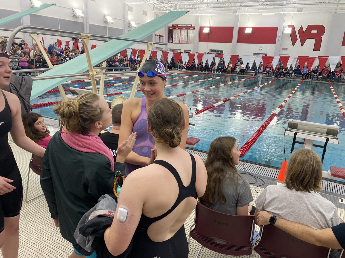 Gabi swims the 200 Yard IM in a pool record time to also qualify for state